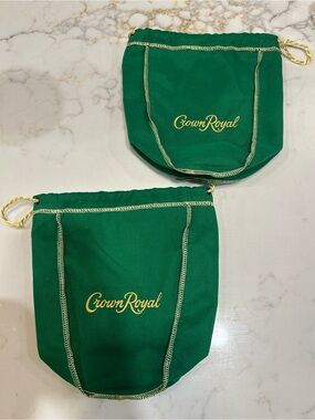 Green Drawstring Velvet Pouch - Set of 2